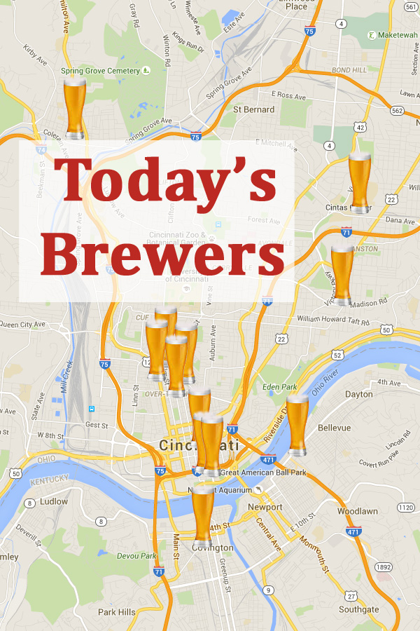 Cincinnati Brewing History Google map of current craft brewers in Cincinnati along with brewery information and address