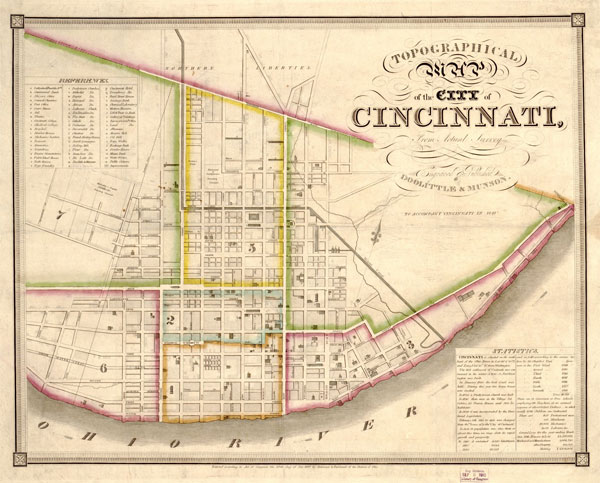 Cincinnati map 1841 Doolittle & Munson