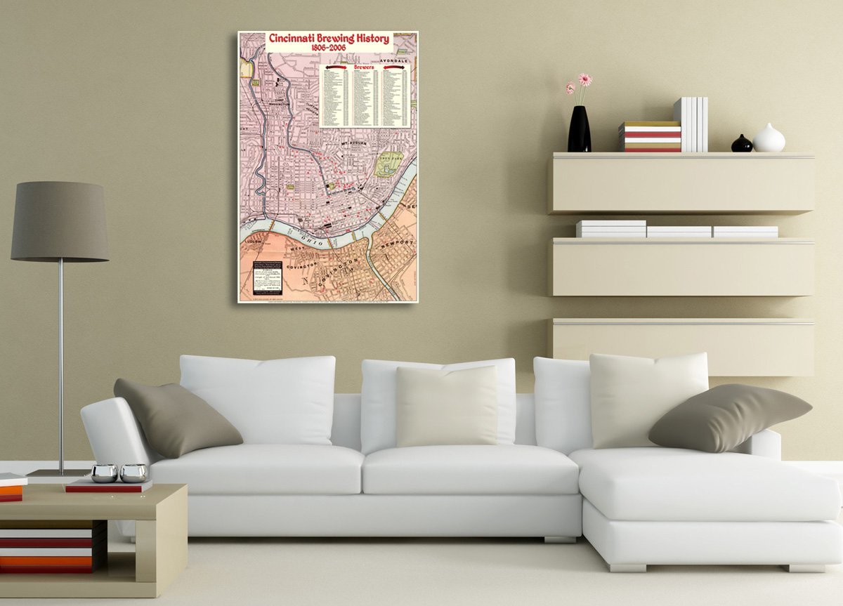 Cincinnati Brewing History Map art poster